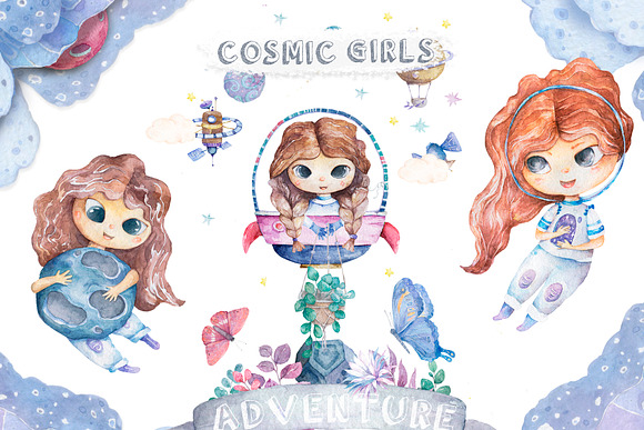 Cosmic Adventure Watercolor Set in Illustrations - product preview 11