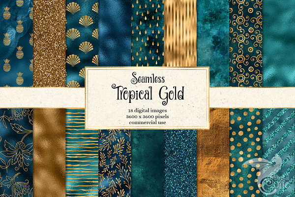 Tropical Gold Digital Paper