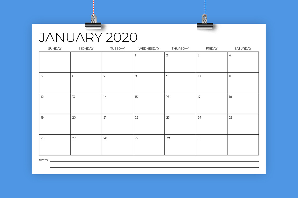 11 x 17 Inch Modern 2020 Calendar in Stationery Templates - product preview 8