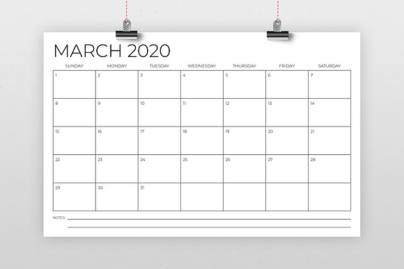 11 x 17 Inch Modern 2020 Calendar in Stationery Templates - product preview 1