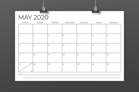 11 x 17 Inch Modern 2020 Calendar in Stationery Templates - product preview 2