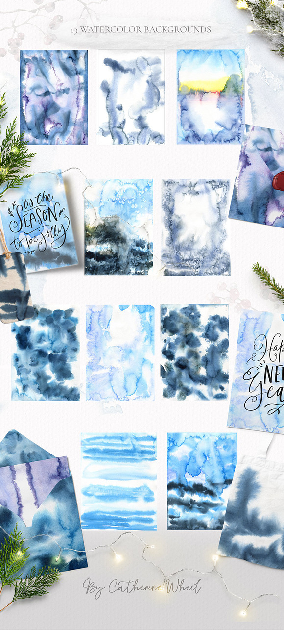 Watercolor Winter Textures in Textures - product preview 3