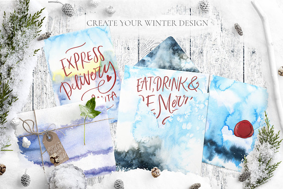 Watercolor Winter Textures in Textures - product preview 5
