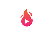fire flame play logo vector icon