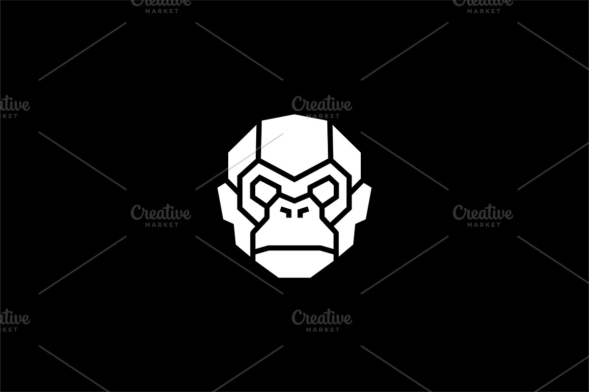 monkey chimp face head robot cyborg in Logo Templates - product preview 8