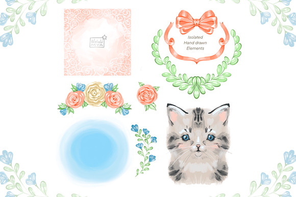 Сute baby cat cliparts in Illustrations - product preview 1