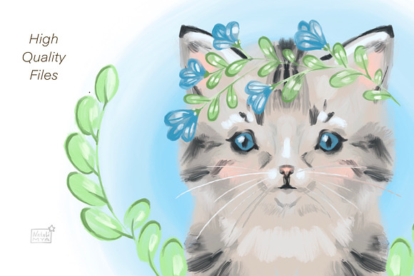 Сute baby cat cliparts in Illustrations - product preview 2
