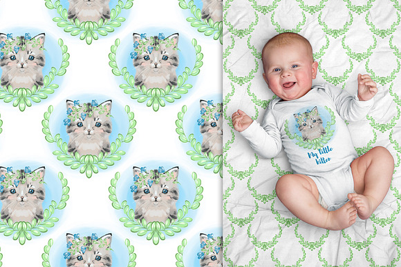 Сute baby cat cliparts in Illustrations - product preview 3