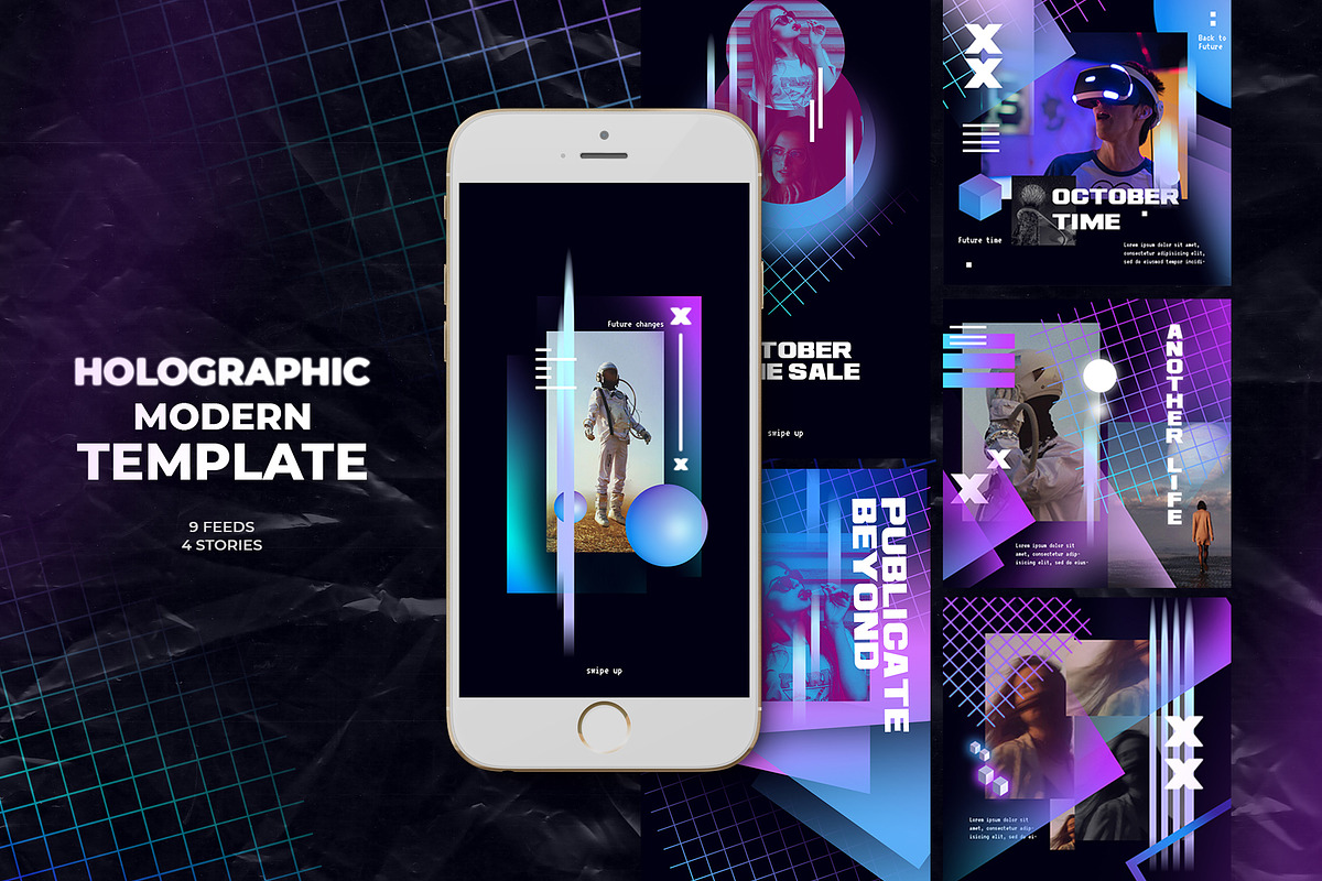 Holographic Modern Instagram in Instagram Templates - product preview 8