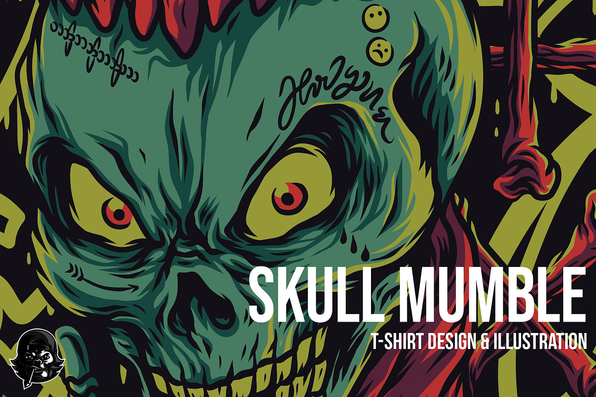 Skull Mumble Illustration in Illustrations - product preview 8