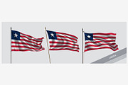 Set of Liberia waving flag vector