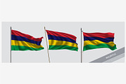 Set of Mauritius waving flag vector