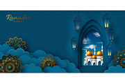 Ramadan Kareem vector banner.