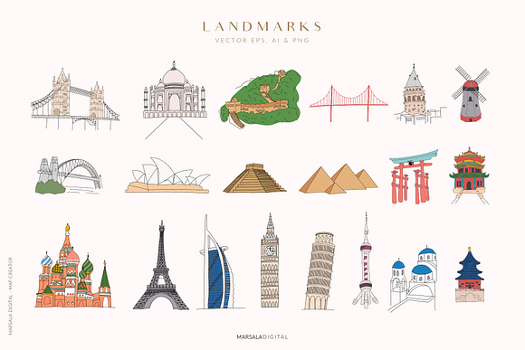 Map Creator Wedding Travel Summer in Illustrations - product preview 4