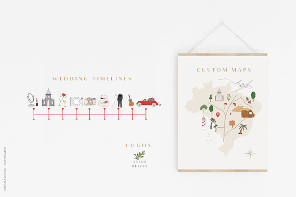 Map Creator Wedding Travel Summer in Illustrations - product preview 5