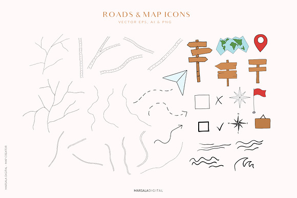 Map Creator Wedding Travel Summer in Illustrations - product preview 10