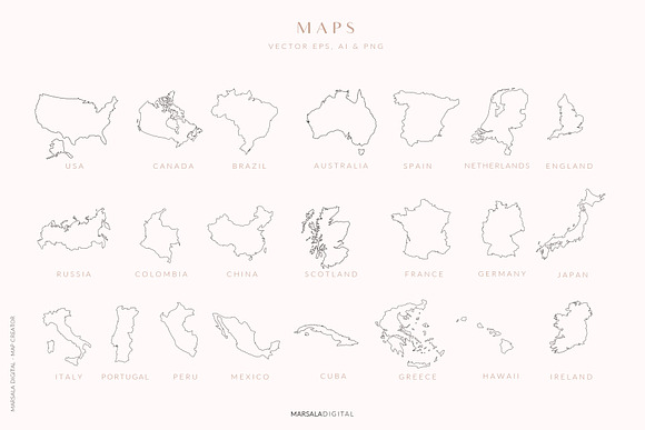 Map Creator Wedding Travel Summer in Illustrations - product preview 15