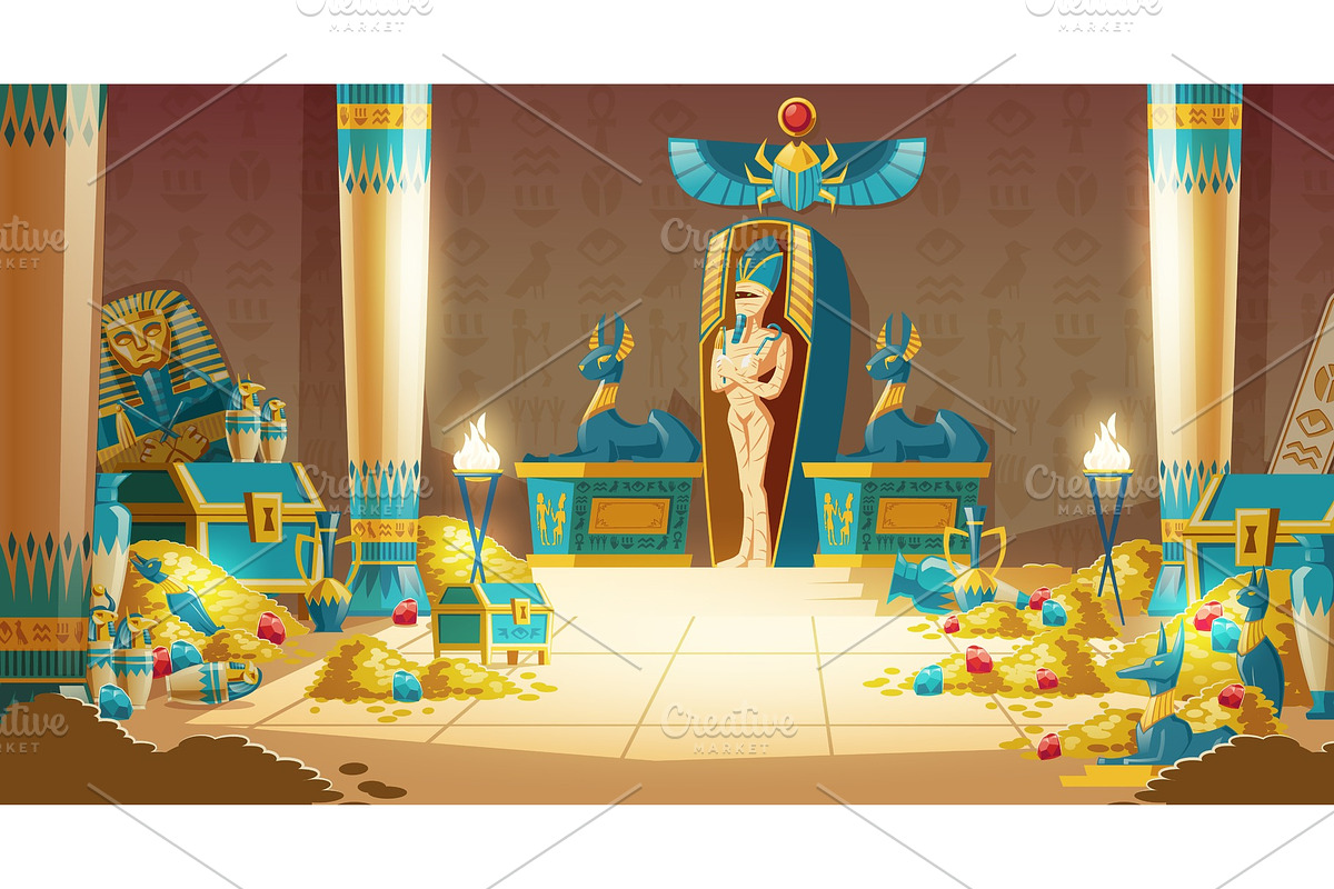Vector cartoon Egyptian tomb - in Textures - product preview 8