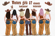 Western girls Cowgirls clipart