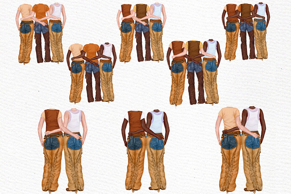 Western girls Cowgirls clipart in Illustrations - product preview 2