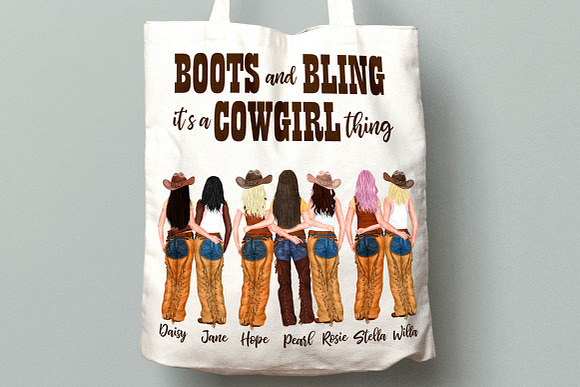 Western girls Cowgirls clipart in Illustrations - product preview 8