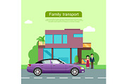Family Transport Flat Vector Web
