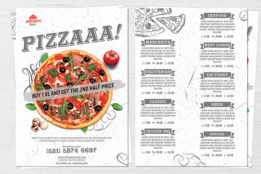 Pizza Menu Flyer Template in Flyer Templates - product preview 8