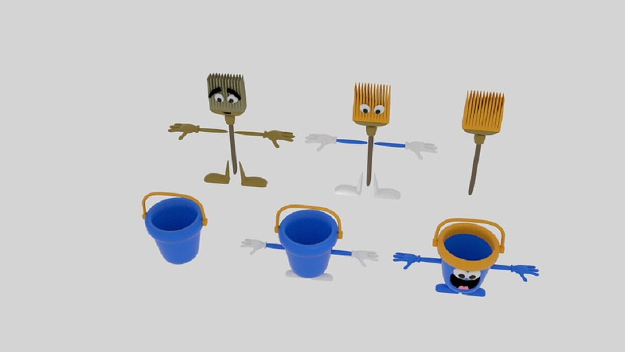 Cartoon Bucket Mop in Fantasy - product preview 3