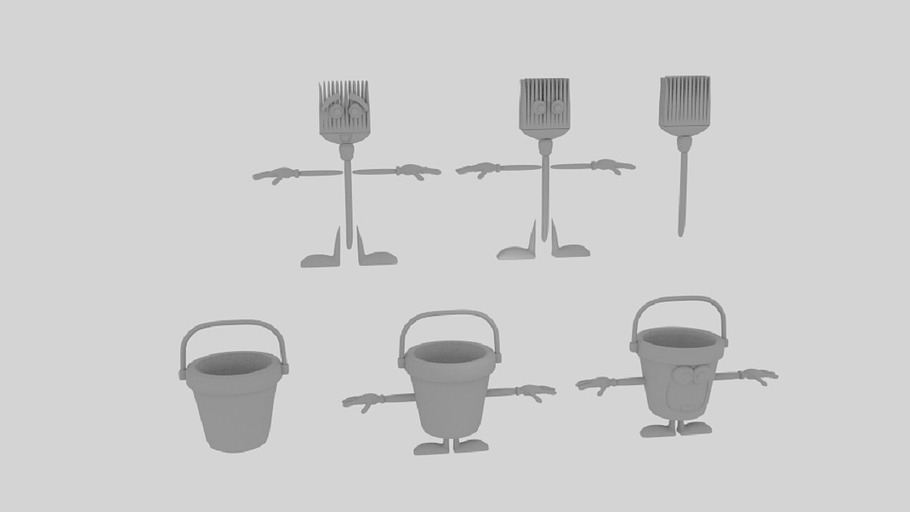 Cartoon Bucket Mop in Fantasy - product preview 4