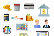 Credit rating flat color icons