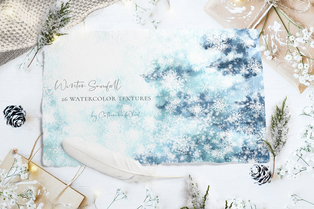 Winter Snow Watercolor Textures in Textures - product preview 8