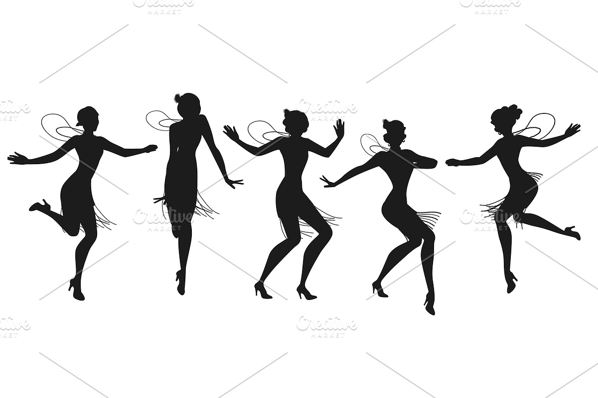 Five Flappers Dancing Charleston III in Illustrations - product preview 8
