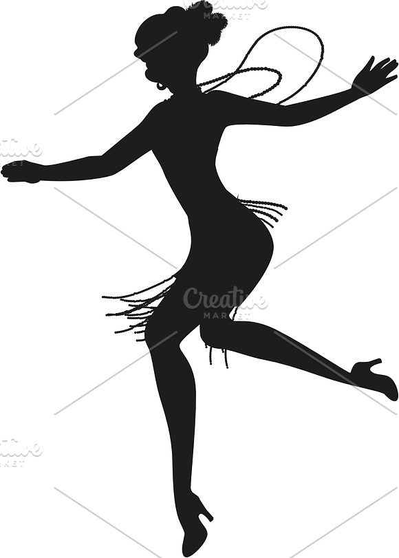 Five Flappers Dancing Charleston III in Illustrations - product preview 5