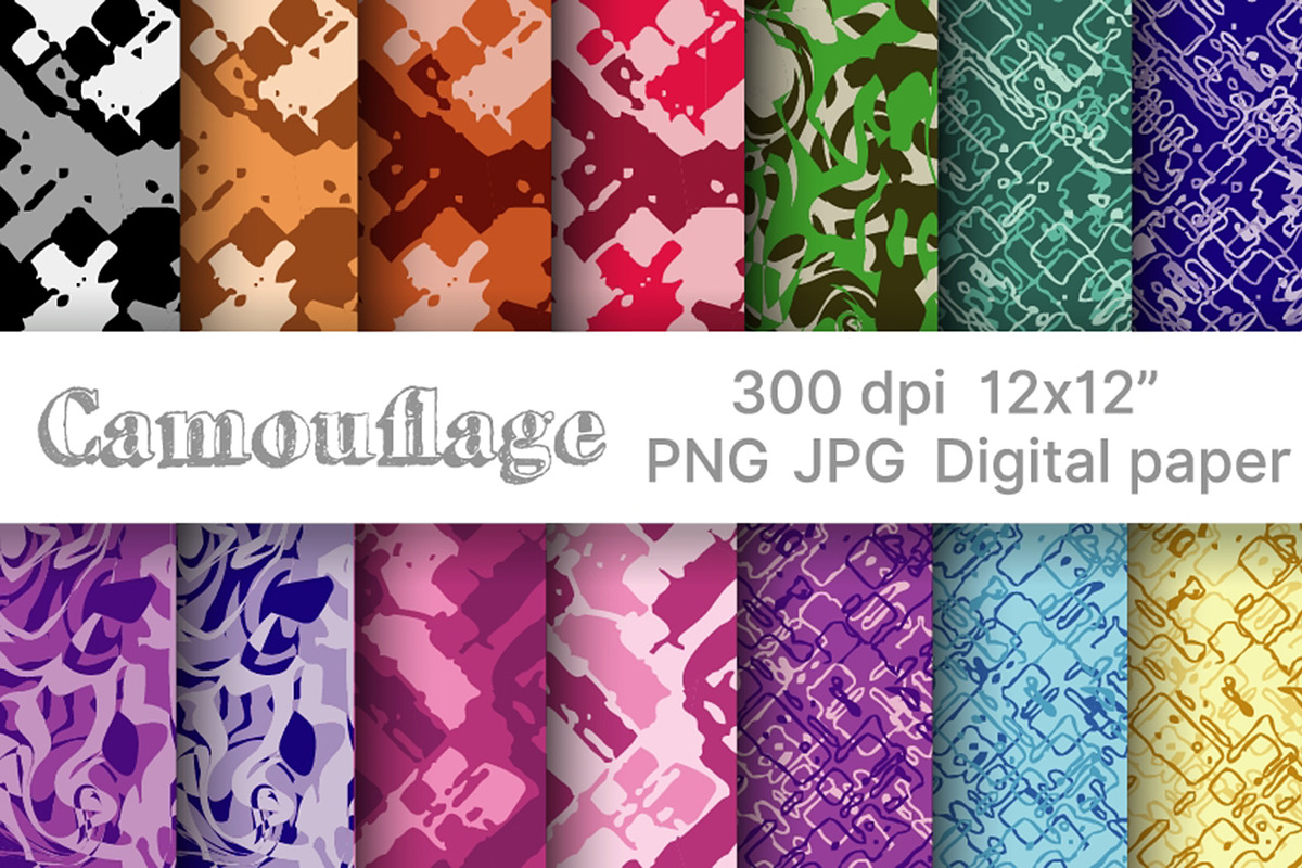 Camouflage set of seamless patterns in Patterns - product preview 8
