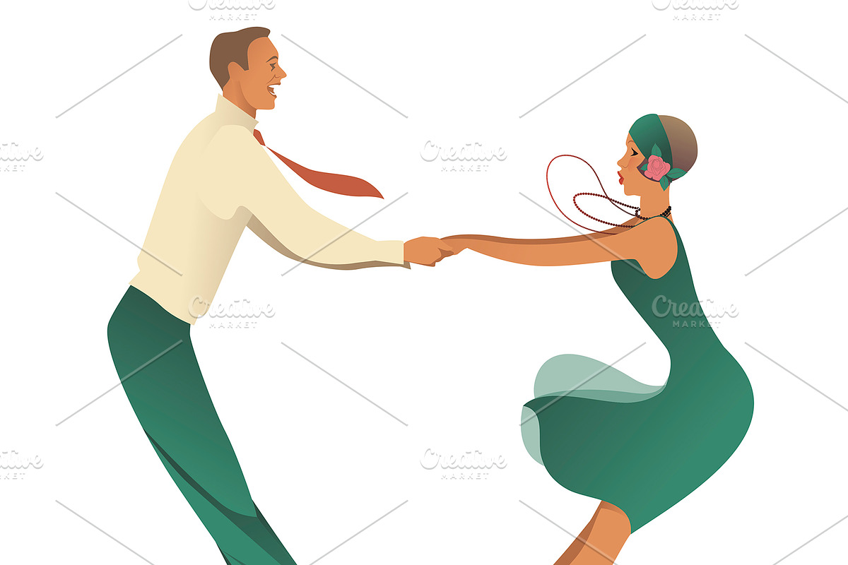 Funny Couple Dancing Charleston in Illustrations - product preview 8