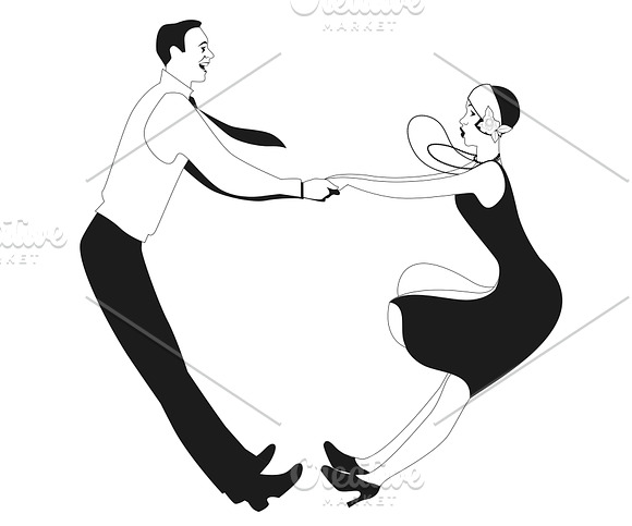 Funny Couple Dancing Charleston in Illustrations - product preview 1