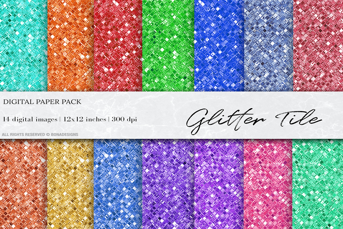 Glitter Tile Digital Papers in Textures - product preview 8