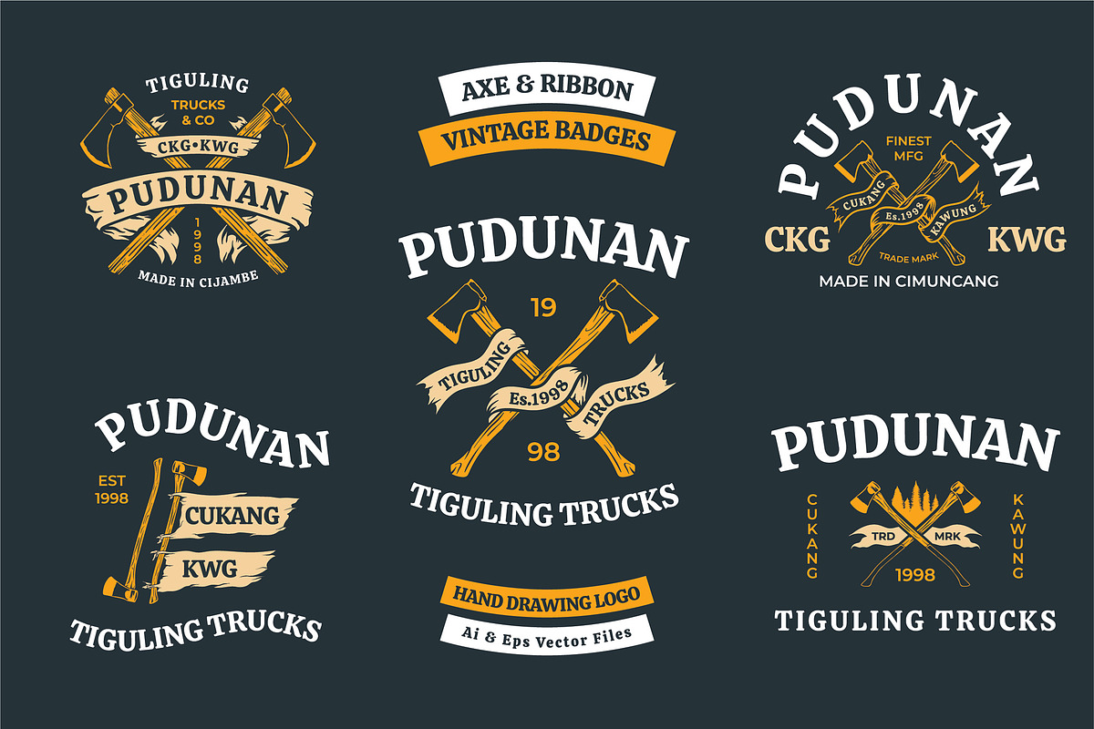 5 Axe and Ribbon Vintage Badges in Logo Templates - product preview 8