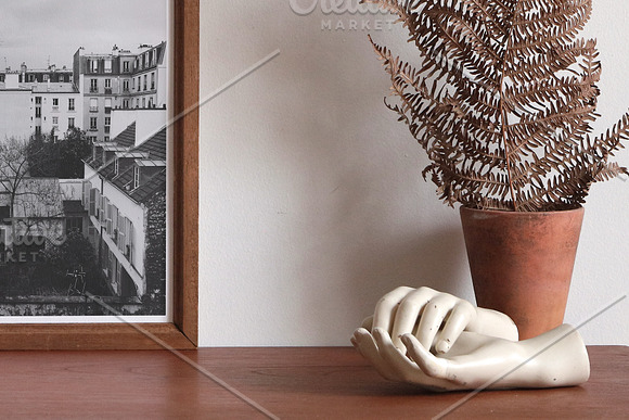 Framed Print on Table with Plants in Print Mockups - product preview 1