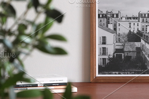 Framed Print on Table with Plants in Print Mockups - product preview 2