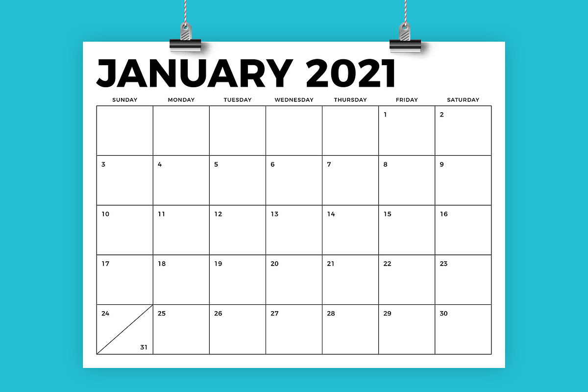 8.5 x 11 Inch Bold 2021 Calendar in Stationery Templates - product preview 8
