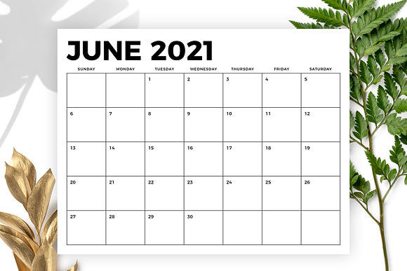 8.5 x 11 Inch Bold 2021 Calendar in Stationery Templates - product preview 2