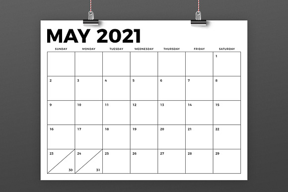 8.5 x 11 Inch Bold 2021 Calendar in Stationery Templates - product preview 3
