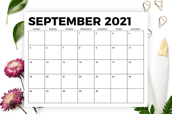 8.5 x 11 Inch Bold 2021 Calendar in Stationery Templates - product preview 4