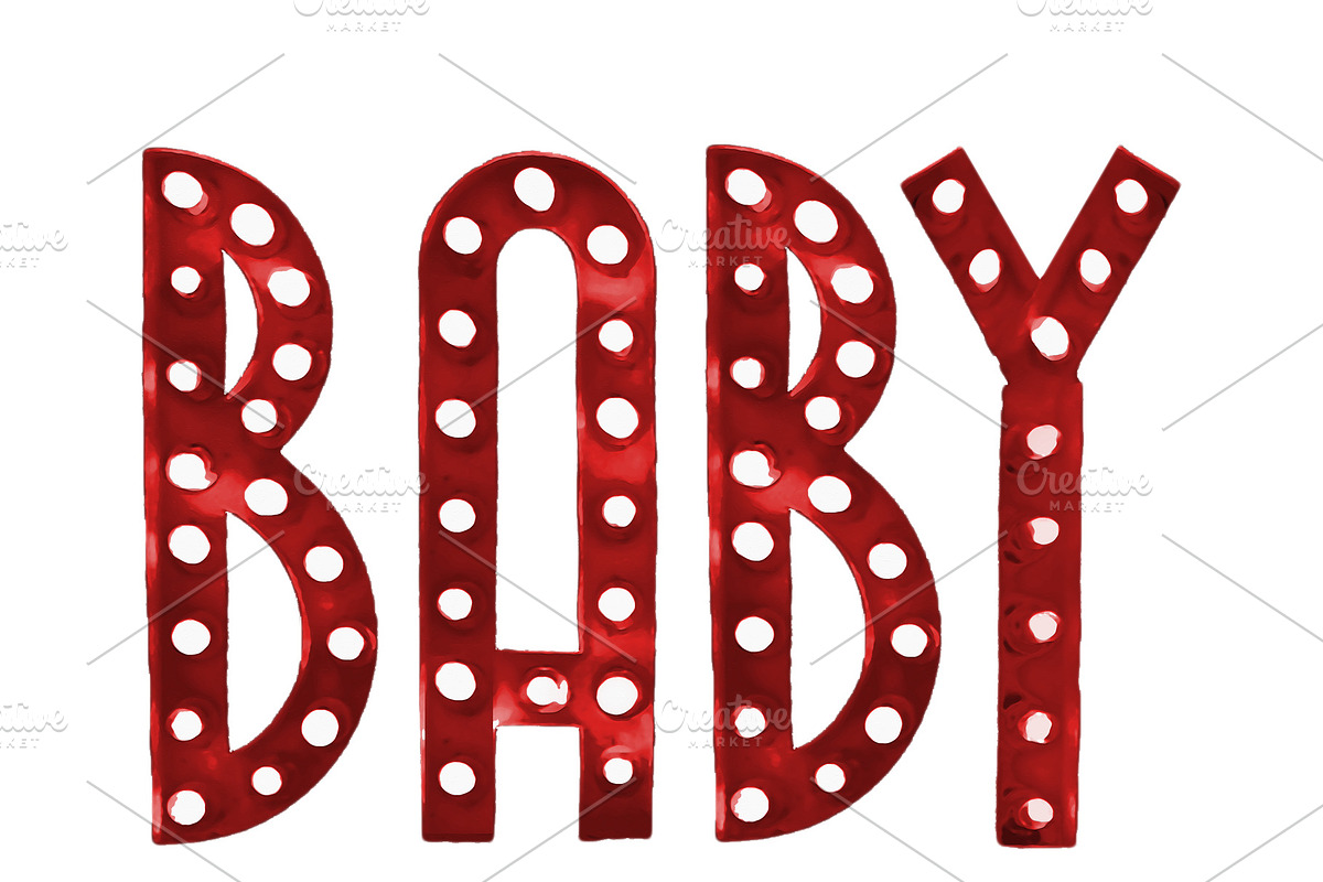Neon Style Baby Text Isolated Graphi in Illustrations - product preview 8