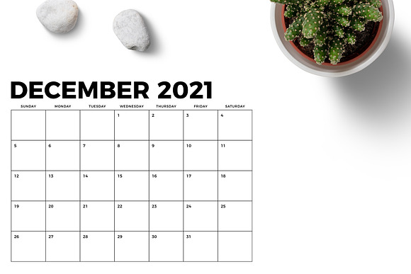 8.5 x 11 Inch Bold 2021 Calendar in Stationery Templates - product preview 5