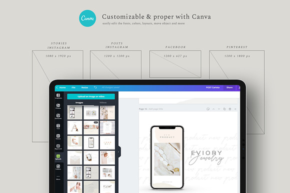 PS & CANVA Carlota - Social Media in Instagram Templates - product preview 1