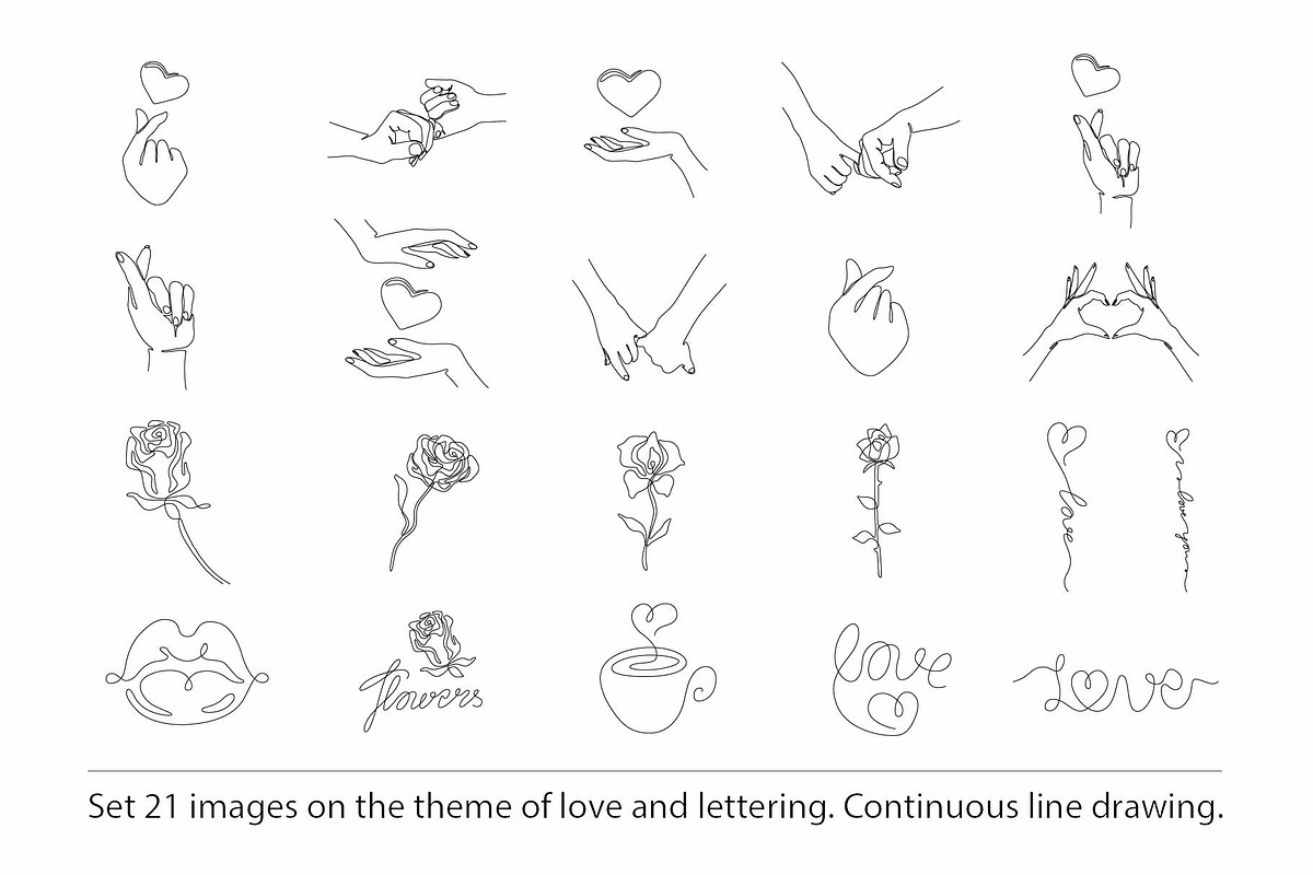 Love set. Сontinuous line drawing. in Illustrations - product preview 8
