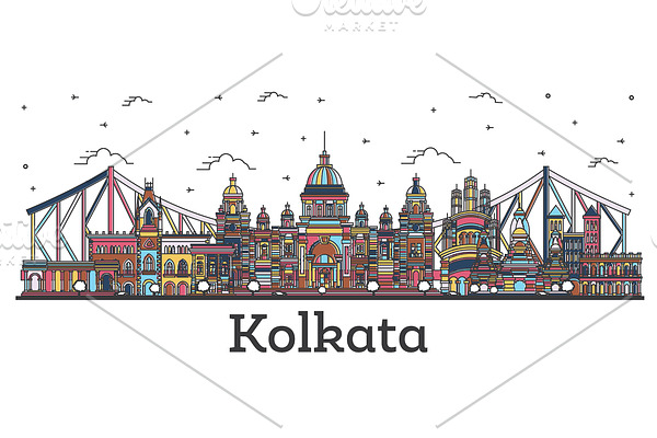 Outline Kolkata India City Skyline