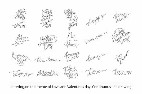 Love and Valentines lettering set.